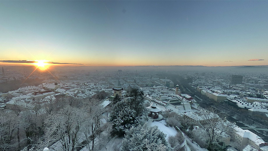 7. Jänner 016, morgendlicher Blick über Graz aus der neuen Panoramakamera